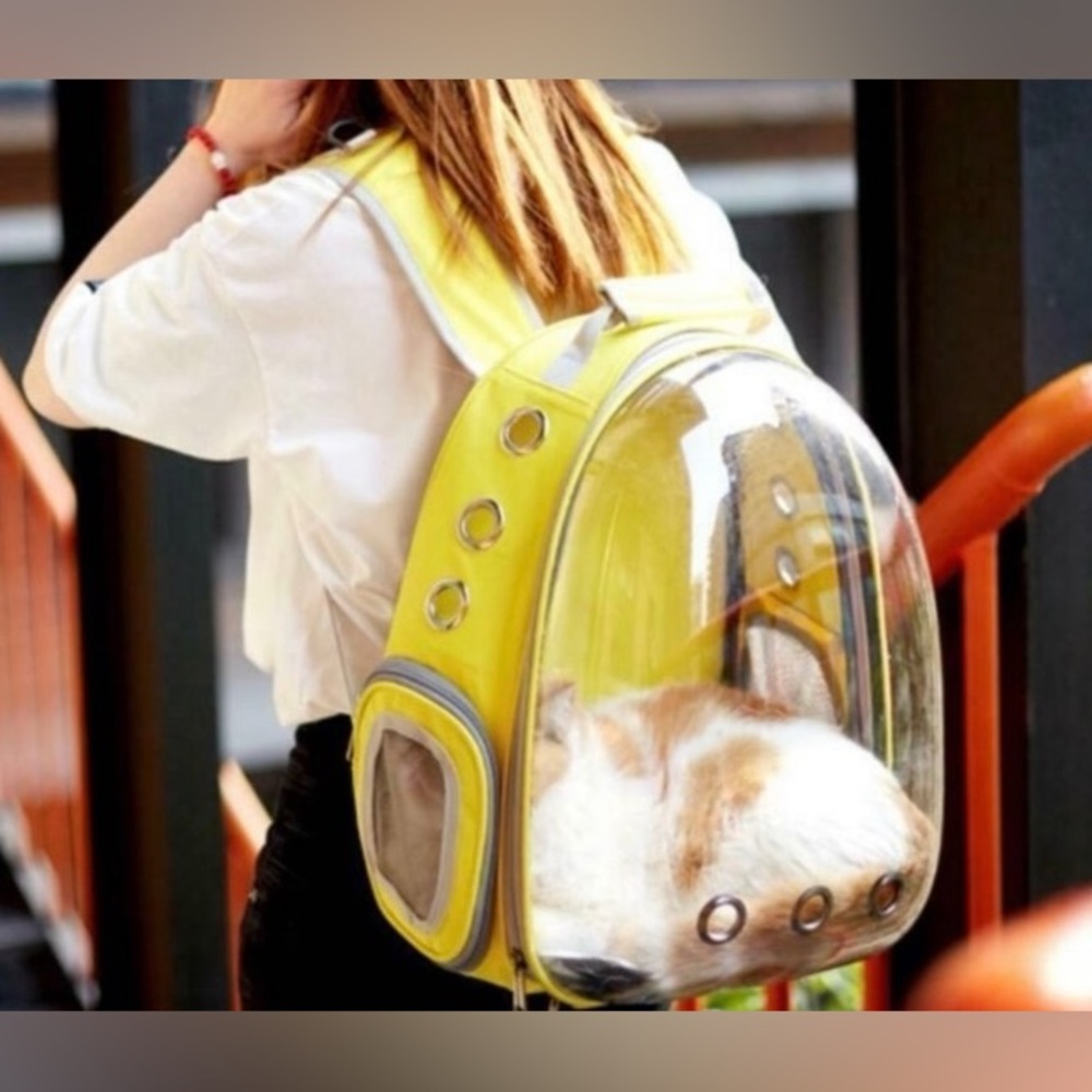 Pet carrier bubble backpack yellow-NEW